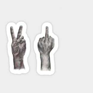 Peace Sign, Middle Finger Sticker